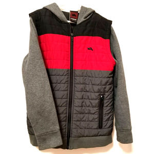 Gray Hooded Jacket Color Block Pockets Quilted Full Zip Tony Hawk Boy's S 6-7